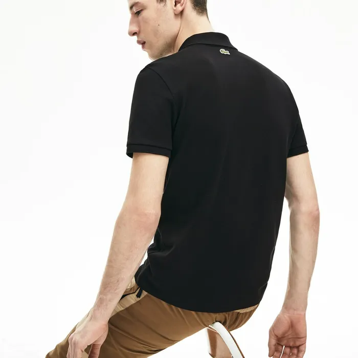 Signature Cotton Polo Black Mens Lacoste Polos Online Outlet Store