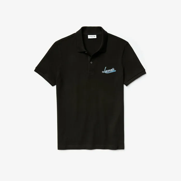 Signature Cotton Polo Black Mens Lacoste Polos Online Outlet Store