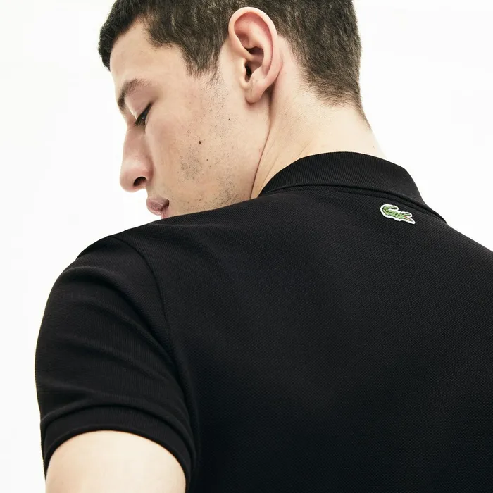 Signature Cotton Polo Black Mens Lacoste Polos Online Outlet Store