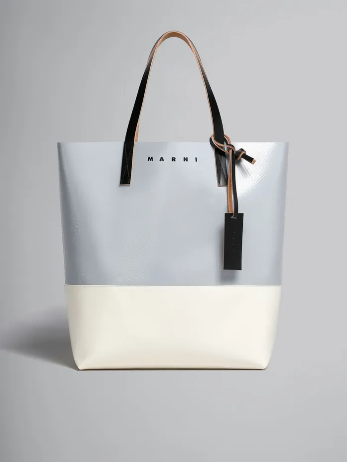 Silver And Beige Tribeca Shopping Bag Men Marni Tote Bags