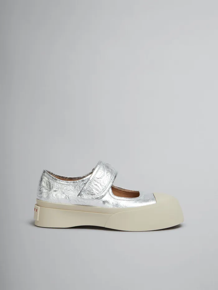 Silver Leather Mary Jane Sneaker Women Marni Pablo