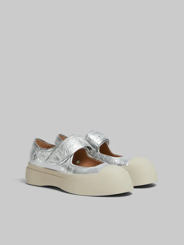Silver Leather Mary Jane Sneaker Women Marni Pablo