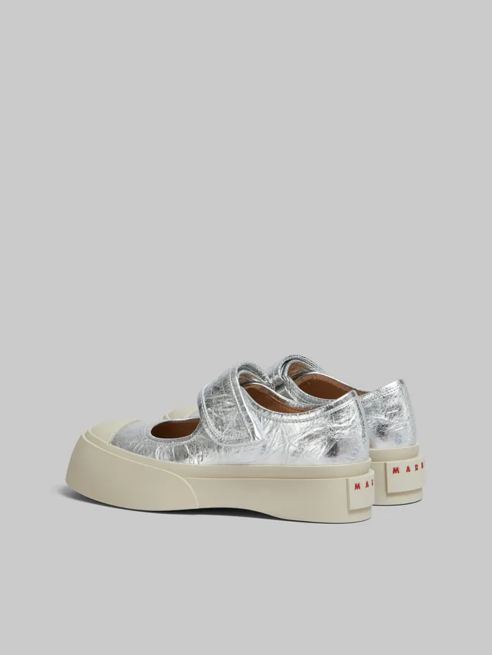 Silver Leather Mary Jane Sneaker Women Marni Pablo