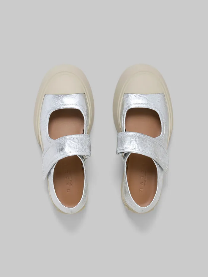 Silver Leather Mary Jane Sneaker Women Marni Pablo