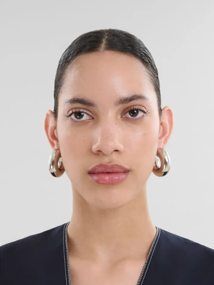 Silver Tube Earrings With Rhinstone Marni Logo Women Marni Earrings
