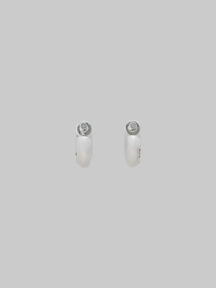 Silver Tube Earrings With Rhinstone Marni Logo Women Marni Earrings