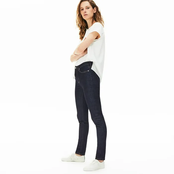 Skinny Stretch Cotton Jeans Blue Womens Lacoste Pants and Shorts Casaul