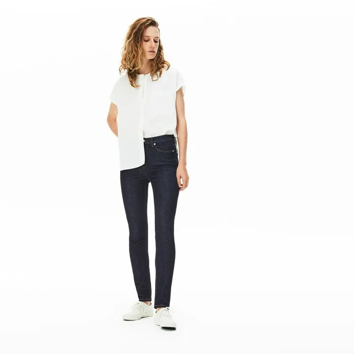 Skinny Stretch Cotton Jeans Blue Womens Lacoste Pants and Shorts Casaul