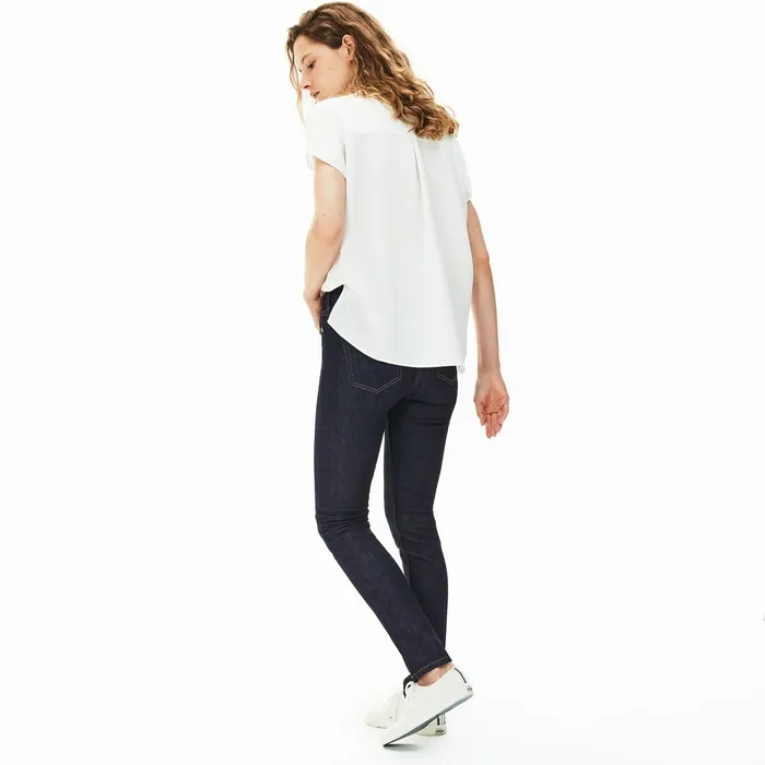 Skinny Stretch Cotton Jeans Blue Womens Lacoste Pants and Shorts Casaul