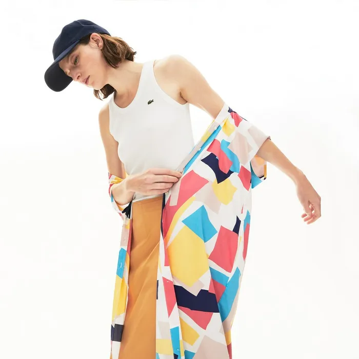 Sleeveless Scoopneck Top White Womens Lacoste TShirts Online