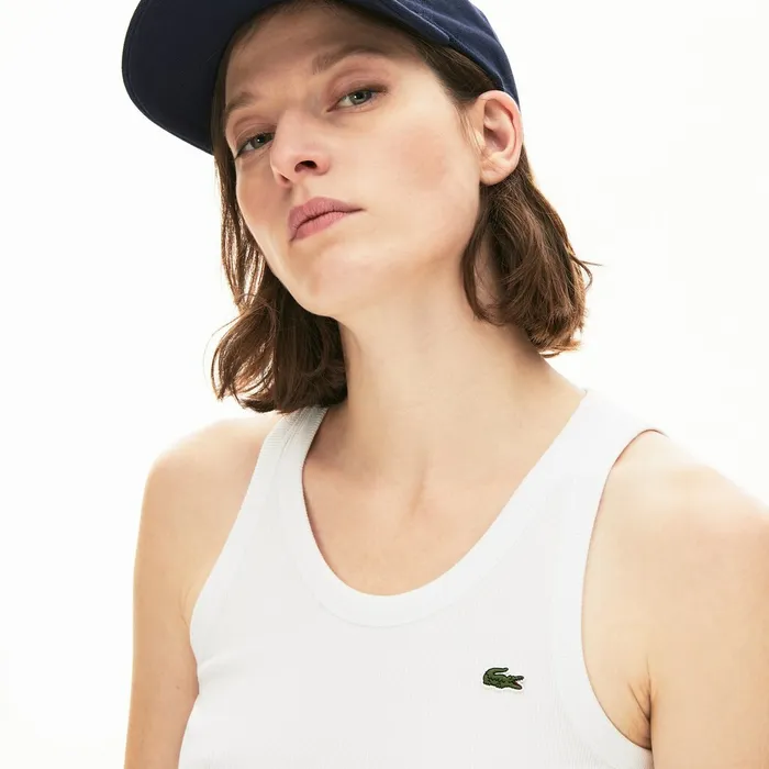 Sleeveless Scoopneck Top White Womens Lacoste TShirts Online
