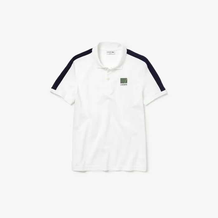 Slim Fit Cotton Mini Piqu Polo WhiteNavy Blue Mens Lacoste Polos Gift for Friend