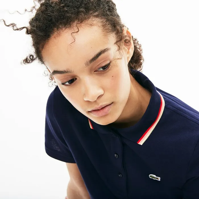 Slim Fit Cotton Petit Piqu Polo Navy Blue Womens Lacoste Polos Casaul