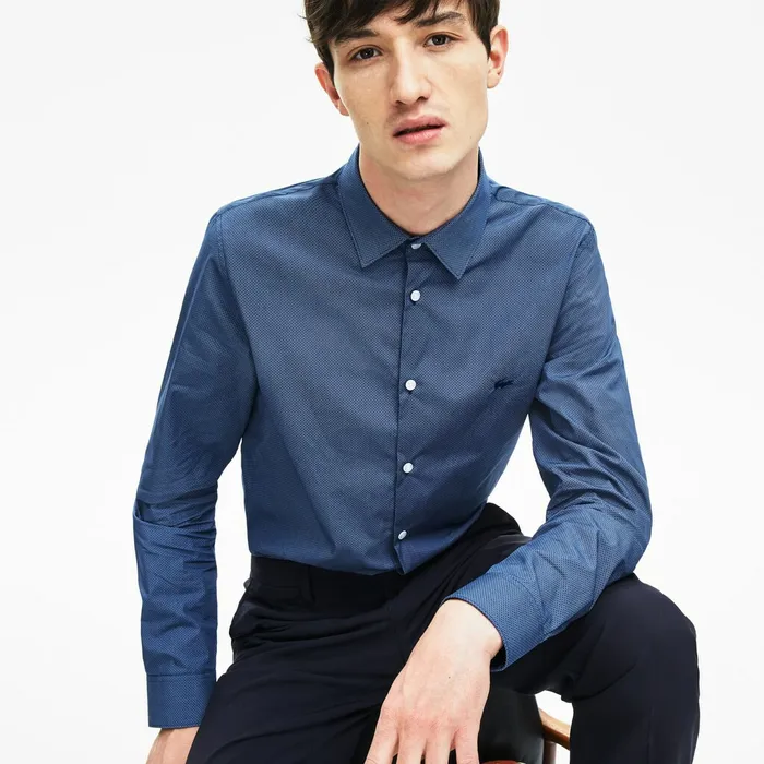 Slim Fit Cotton Poplin Shirt Navy Blue Mens Lacoste Button Down Shirts Outlet Factory Slim Fit Cotton Poplin Shirt Navy Blue Mens Lacoste Button Down Shirts Outlet Factory