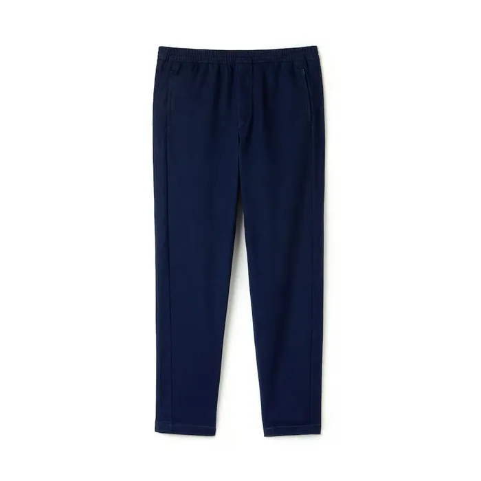 Slim Fit Elasticized Cotton Twill Chino Pants Navy Blue Mens Lacoste Pants and Shorts USA