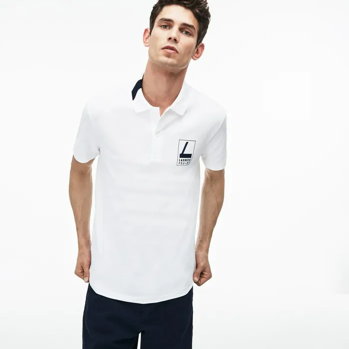 Slim Fit Lettering Stretch Mini Piqu Polo WhiteNavy Blue Mens Lacoste Polos Gift for Friend Slim Fit Lettering Stretch Mini Piqu Polo WhiteNavy Blue Mens Lacoste Polos Gift for Friend