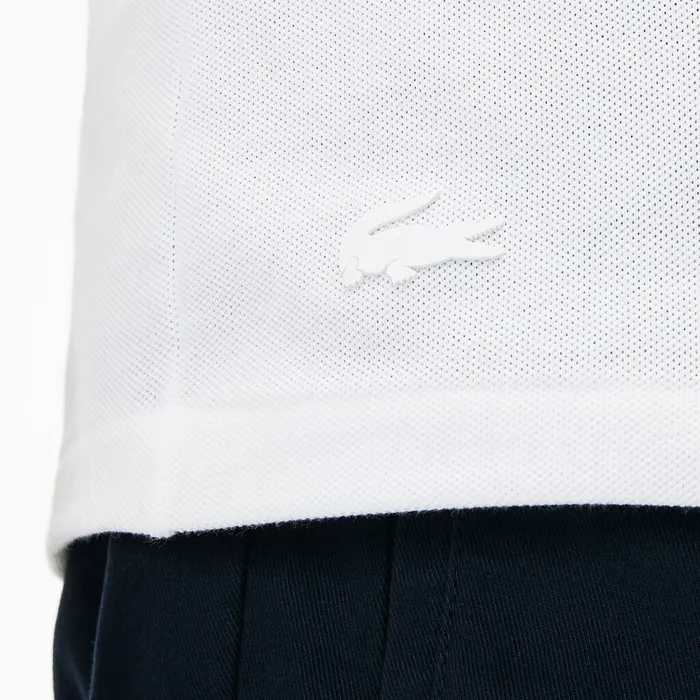 Slim Fit Lettering Stretch Mini Piqu Polo WhiteNavy Blue Mens Lacoste Polos Gift for Friend