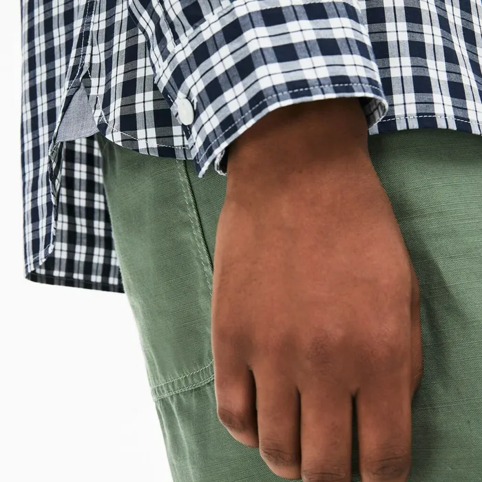 Slim Fit LongSleeve Wool Shirt WhiteNavy Blue Mens Lacoste Button Down Shirts Shop Online