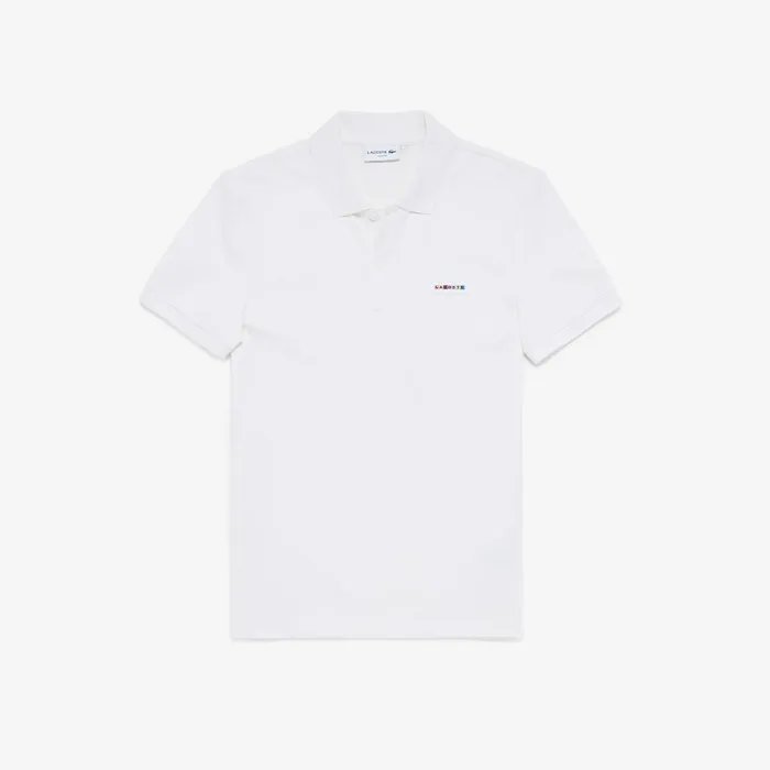 Slim Fit Multicolor Badge Polo White Mens Lacoste Polos Casaul