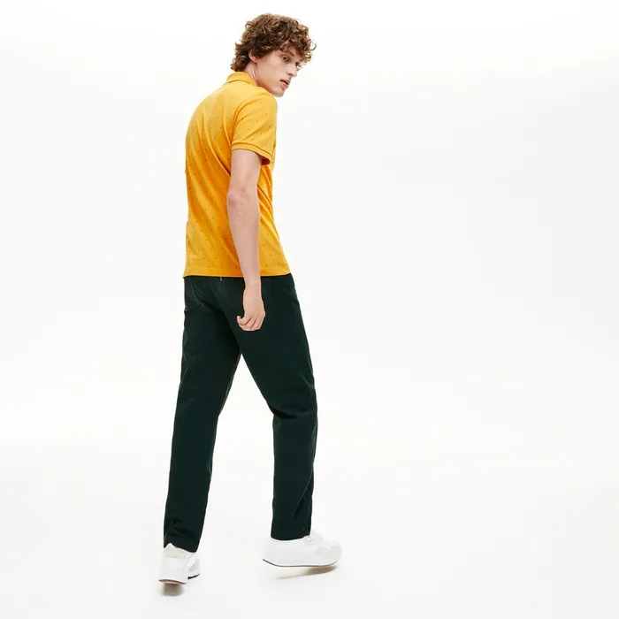 Slim Fit Patterned Cotton Mini Piqu Polo YellowOrange Mens Lacoste Polos Gift for Friend