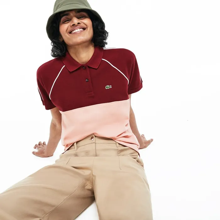 Slim Fit Petit Piqu Polo Shirt BordeauxLight PinkWhite Womens Lacoste Polos Online Store Slim Fit Petit Piqu Polo Shirt BordeauxLight PinkWhite Womens Lacoste Polos Online Store