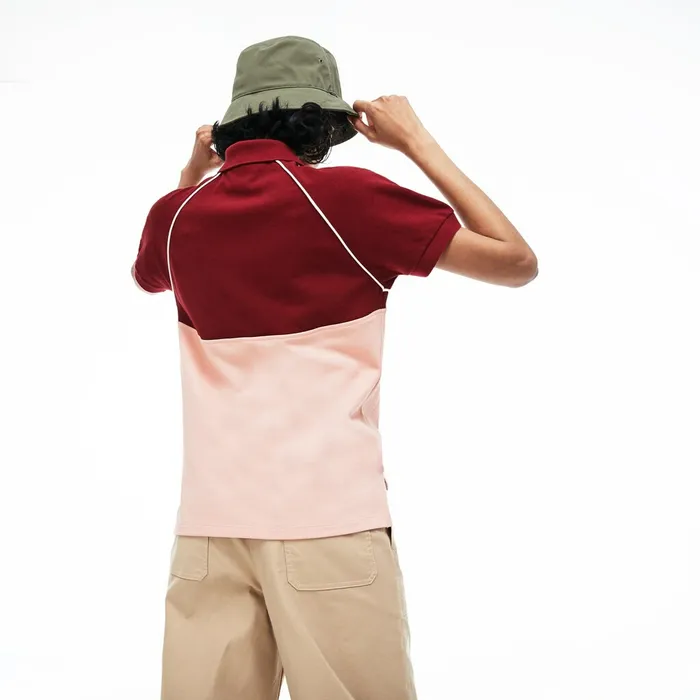 Slim Fit Petit Piqu Polo Shirt BordeauxLight PinkWhite Womens Lacoste Polos Online Store