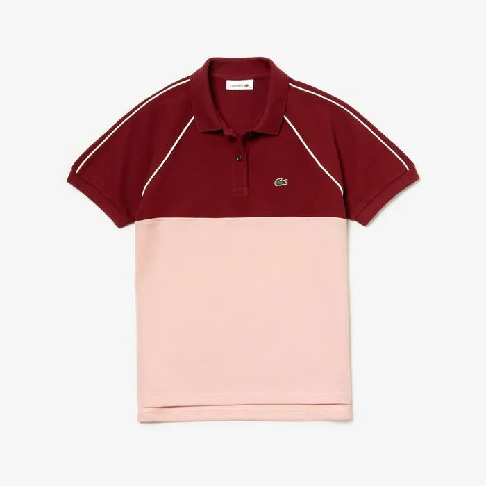Slim Fit Petit Piqu Polo Shirt BordeauxLight PinkWhite Womens Lacoste Polos Online Store