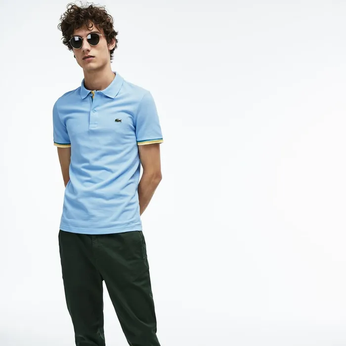 Slim Fit Petit Piqu Polo Shirt Light Blue Mens Lacoste Polos Shop Online