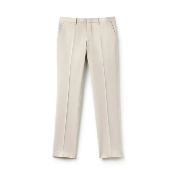 Slim Fit Pleated Pants White Mens Lacoste Pants and Shorts On Sale