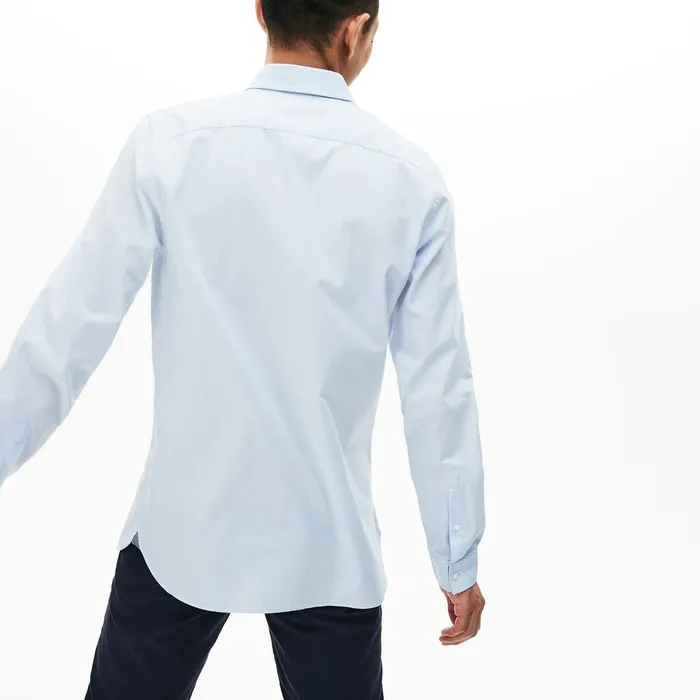 Slim Fit Polka Dot Cotton Poplin Shirt Light Blue Mens Lacoste Button Down Shirts Gift 4 You