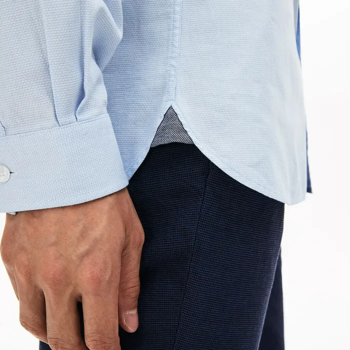 Slim Fit Polka Dot Cotton Poplin Shirt Light Blue Mens Lacoste Button Down Shirts Gift 4 You