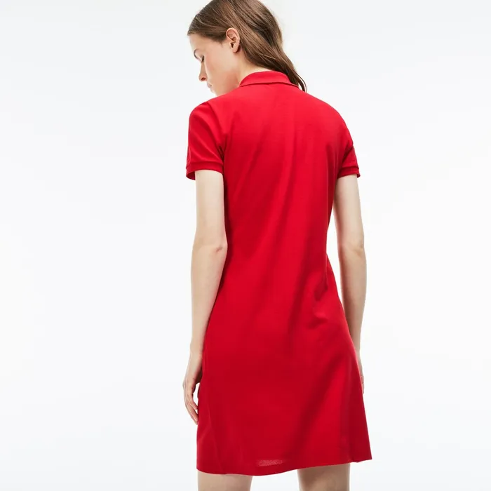 Slim Fit Polo Piqu Dress RedWhite Womens Lacoste Dresses and Skirts Near Me