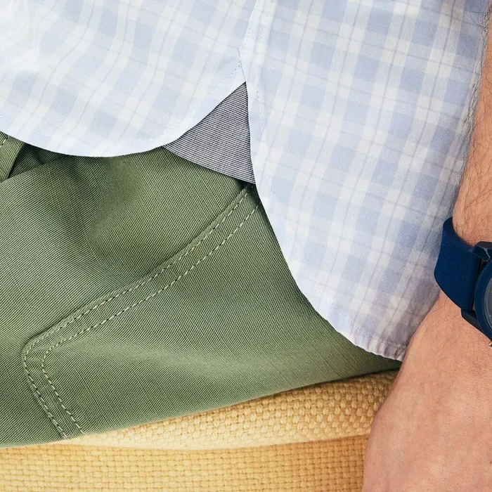 Slim Fit ShortSleeve Wool Shirt WhiteLight Blue Mens Lacoste Button Down Shirts For Sale Online