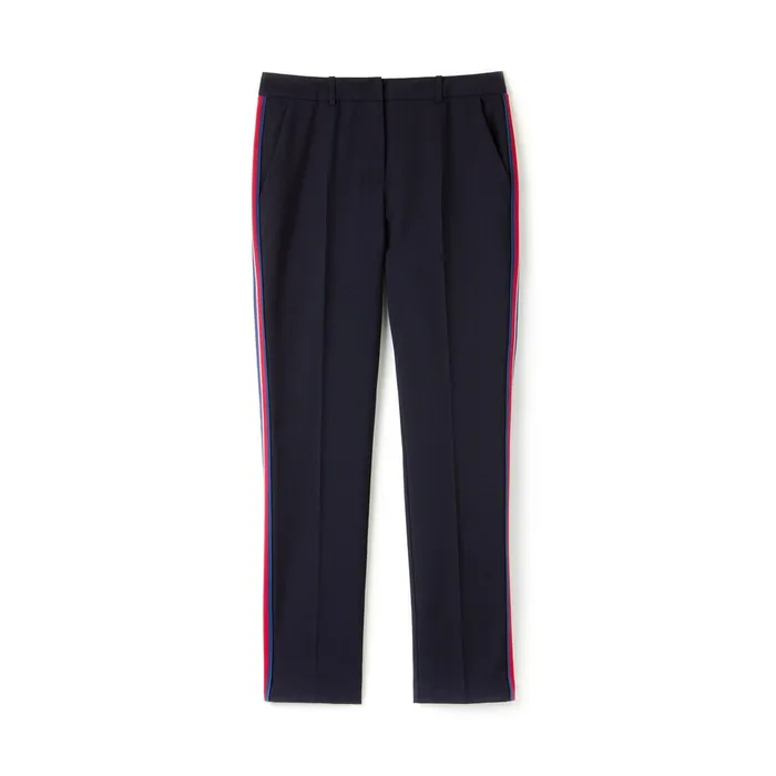 Slim Fit Side Bands Stretch Wool Piqu Navy Blue Womens Lacoste Pants and Shorts Gift for Friend