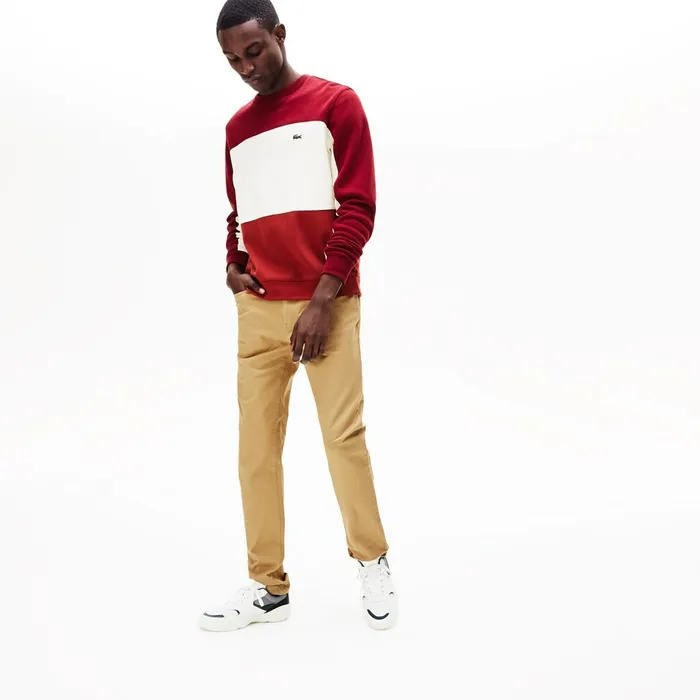 Slim Fit Stretch Cotton Pants Beige Mens Lacoste Pants and Shorts Gift 4 You