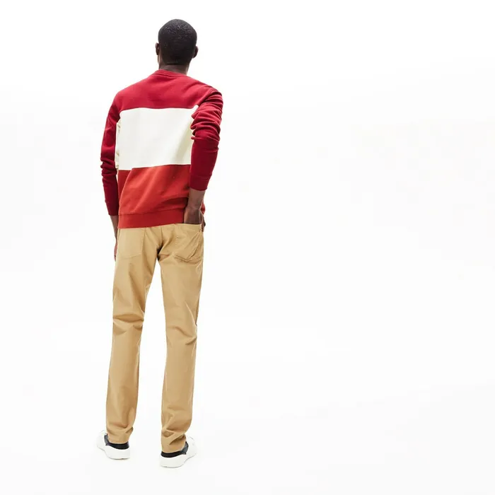 Slim Fit Stretch Cotton Pants Beige Mens Lacoste Pants and Shorts Gift 4 You