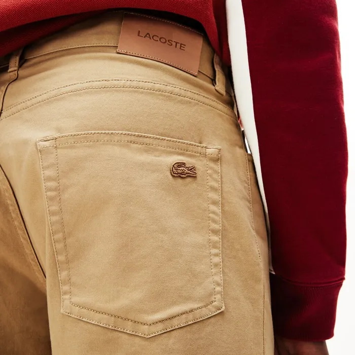 Slim Fit Stretch Cotton Pants Beige Mens Lacoste Pants and Shorts Gift 4 You