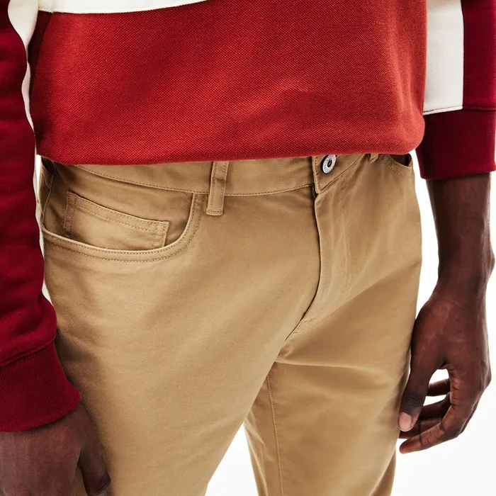 Slim Fit Stretch Cotton Pants Beige Mens Lacoste Pants and Shorts Gift 4 You