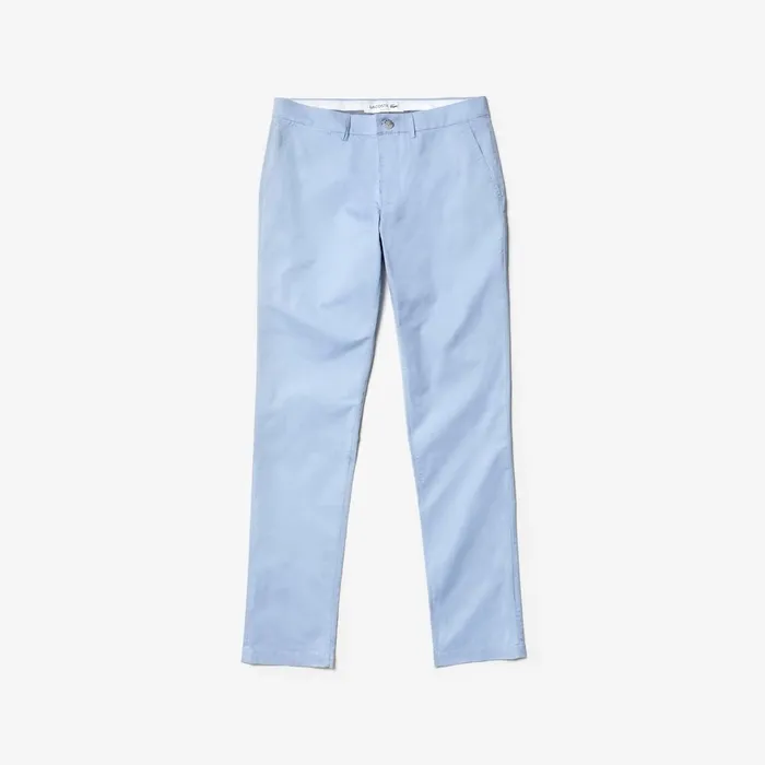 Slim Fit Stretch Cotton Pants Light Blue Mens Lacoste Pants and Shorts Outlet