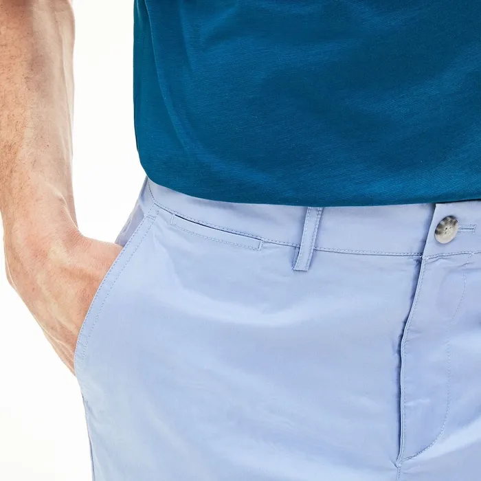 Slim Fit Stretch Cotton Pants Light Blue Mens Lacoste Pants and Shorts Outlet
