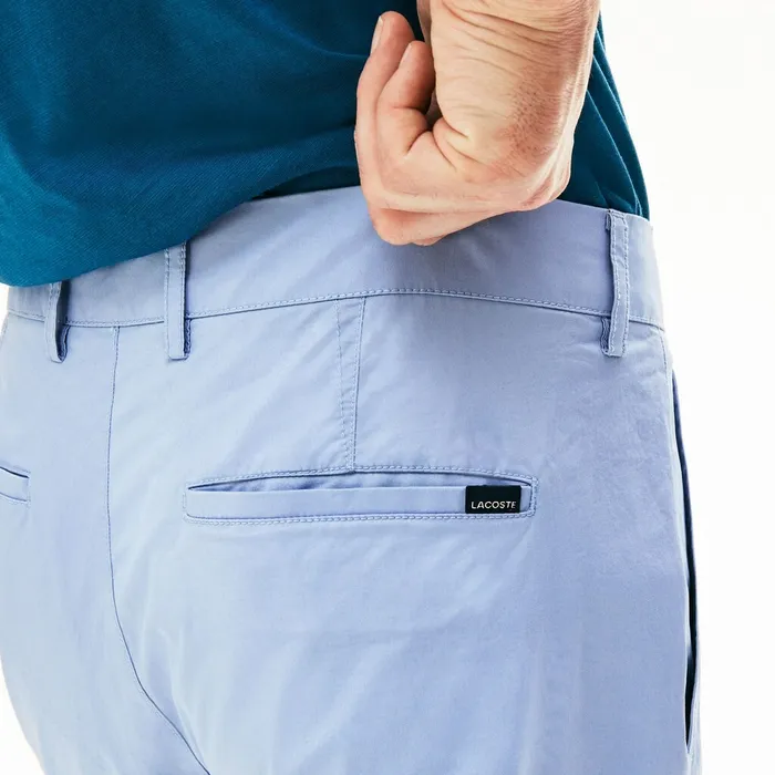 Slim Fit Stretch Cotton Pants Light Blue Mens Lacoste Pants and Shorts Outlet
