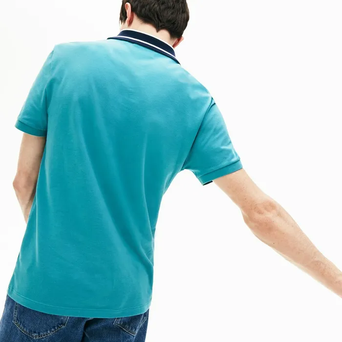 Slim Fit Stretch Cotton Polo Shirt Blue Mens Lacoste Polos Popular