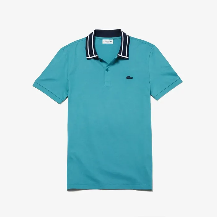 Slim Fit Stretch Cotton Polo Shirt Blue Mens Lacoste Polos Popular