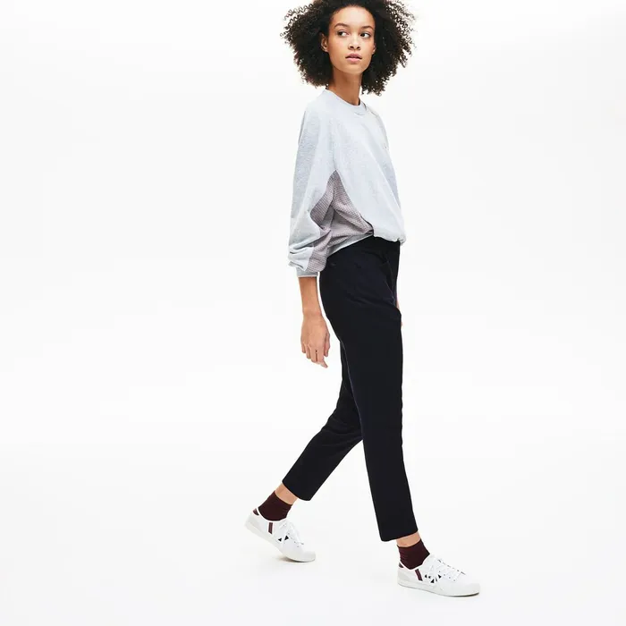 Slim Fit Stretch Cotton Twill Pants Navy Blue Womens Lacoste Pants and Shorts For Sale Online