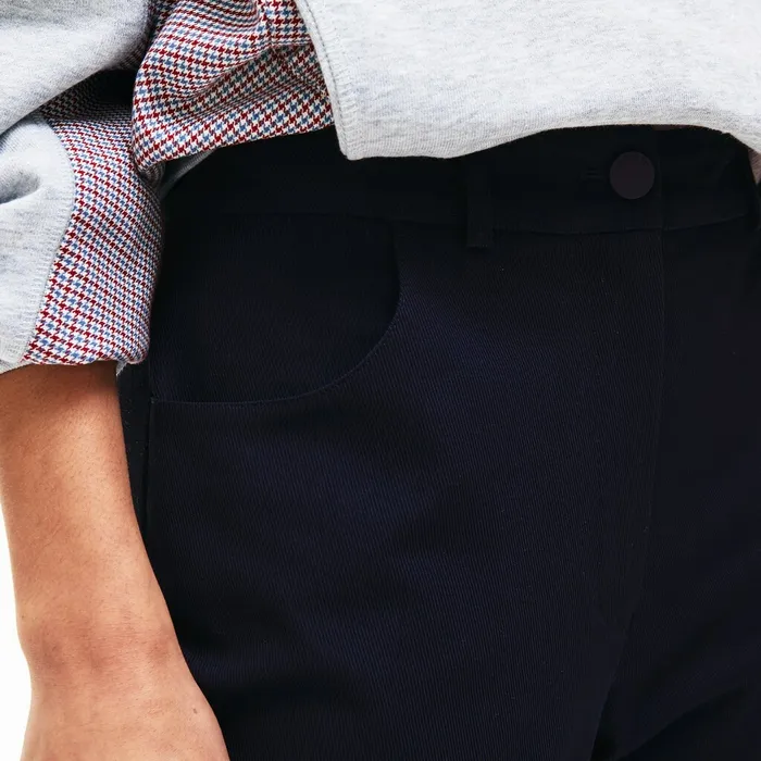 Slim Fit Stretch Cotton Twill Pants Navy Blue Womens Lacoste Pants and Shorts For Sale Online