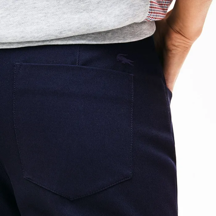 Slim Fit Stretch Cotton Twill Pants Navy Blue Womens Lacoste Pants and Shorts For Sale Online