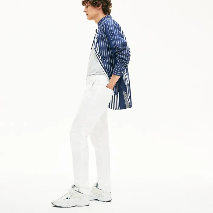 Slim Fit Stretch Gabardine Chino Pants White Mens Lacoste Pants and Shorts Casaul Slim Fit Stretch Gabardine Chino Pants White Mens Lacoste Pants and Shorts Casaul