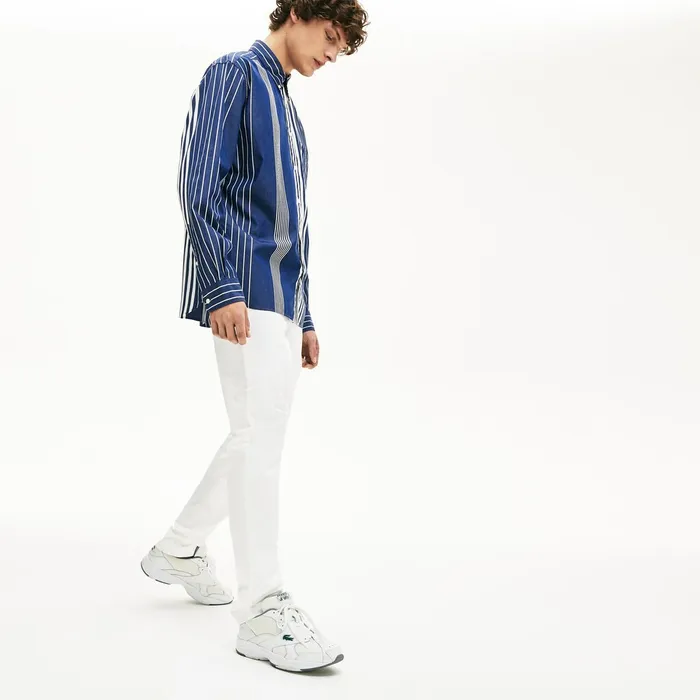 Slim Fit Stretch Gabardine Chino Pants White Mens Lacoste Pants and Shorts Casaul