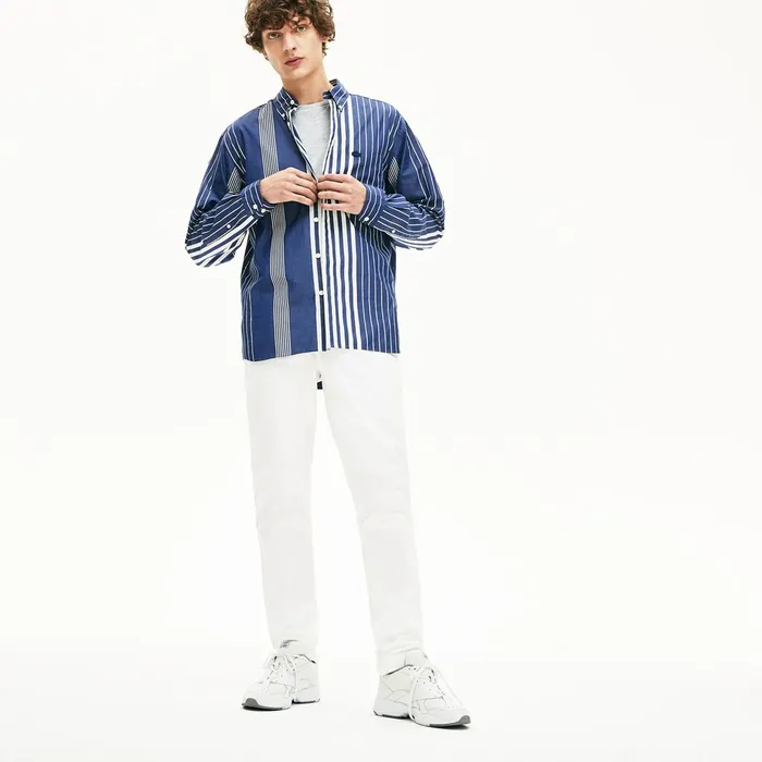 Slim Fit Stretch Gabardine Chino Pants White Mens Lacoste Pants and Shorts Casaul