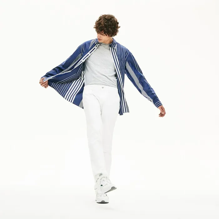 Slim Fit Stretch Gabardine Chino Pants White Mens Lacoste Pants and Shorts Casaul